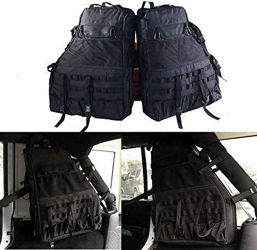 2PCS Pair-Multi-Pockets Storage &amp; Organizers &amp; Cargo Bag Saddlebag &amp; Tool Kits Bottle Drink Phone Tissue Gadget Holder for 2007~2016 Jeep Wrangler JK 4-door