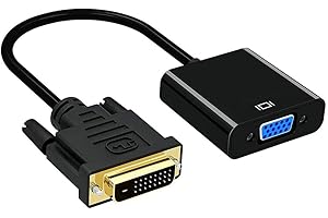 QIANRENON Adattatore da DVI-D a VGA Dual Link 24+1 maschio a VGA femmina, cavo di prolunga video adattatore 1080p per il collegamento di sistemi DVI-D a monitor VGA, nero, 25 cm