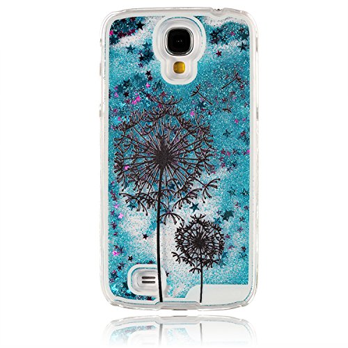 Für Samsung Galaxy S4 Hülle,Für Samsung Galaxy S4 Flüssigkeit Handyhülle,Funyye Luxus Luxuriös [Bunten Muster] Liebe Herzen Star Fließt Treibsand Durchsichtige Handytasche Glänzend Glitzer Diamond Diamant Fließen Flüssig Flüssigkeit Handyhülle Handy Hülle Case Tasche Crystal Case Durchsichtig Schutzhülle Etui Bumper Für Samsung Galaxy S4 + 1 x Frei Displayschutzfolie – Blau Glitter,Schwarzer Löwenzahn - 2