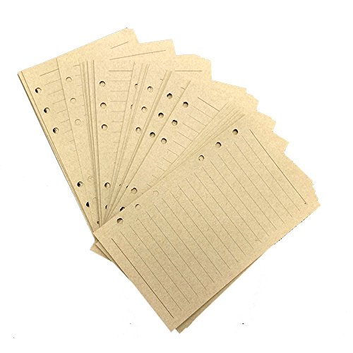 Fontic Vintage elegante Notizbuch nachfüllbar Loseblatt Journal Tagebuch Reisetagebuch Ringbucheinlagen Zeichenfolge gebunden leeren Notebook (A6 Line Kraftpapier)