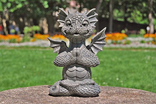 Ars-Bavaria Jardín Dragón en el Lotus Asiento Yoga Dragón Figura Jardín Figura
