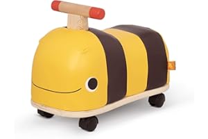B. toys Rutschauto aus Holz – Rutscher Biene auf Rollen für Kinder und Babys, Kinderfahrzeug, Rutschfahrzeug, Babyrutscher, Spielzeug ab 18 Monaten, Gelb