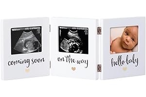 Pearhead Marco de fotos de recuerdo de triple ecografía, recuerdo de ultrasonido neutro de género, regalo ideal para madres primerizas, baby shower y decoración de guardería, inserto de fotos de 3.5 x