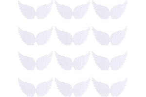 NUOBESTY 12 StüCke EngelsflüGel Stoff FlüGel Patches FüR Diy Handwerk Haarschmuck Weiß EngelsflüGel Zum Basteln Bling FlüGel FüR Jacken Tuch Diy