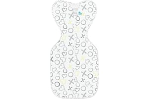 Love To Dream Bamboo Jersey Lite Swaddle UP Viscosa, tessuto ultraleggero per temperature calde (24-27°C), posizione braccia in alto, essenziale per neonati (baci, bianco, S (3,5-6 kg))
