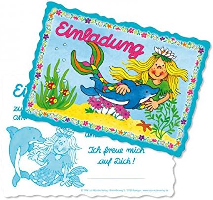 Stanzkarte with Envelopes-Pack of 8 *Toy SINA Starfish Lutz Mauder Verlag 26011// Children's Birthday Party Invitation Stanzkarte Mermaid