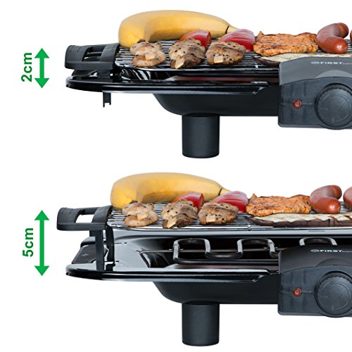 2000 Watt Elektro Grill mit Temperaturregler und Wärmereflektor Gartengrill mit Standfüßen Grillfläche: 45cm x 22cm Inklusive Windfang Barbecue Elektrisch BBQ Tischgrill - 5