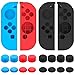 Produktbild 2pcs Kompatibel mit Nintendo Switch Joy-Con Controller Hülle Daumen-Griff-Kappen Schutz Gel [Anti-Rutsch|Silikon][L/R Daumenstock Case Cover](2 Paar/8 Stück) - Schwarz, Blau + Rot