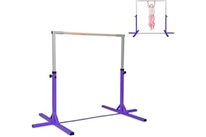 COSTWAY Gymnastics Training Bar, 90-150cm Height Adjustable Horizontal Kip Bars with Non-slip Rubber Pads, Home Gym Sports Equipment for Kids Juniors, 100kg Weight Capacity