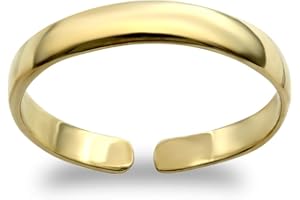 Jewelco London Ladies Solid 9ct Yellow Gold Elegant Minimalist D-Shape Band Open Toe Ring 2.5mm