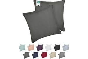 ‎BARBONS Barbons Kissenbezug 80x80 2er Set aus 100% Jersey Baumwolle – 165 g/m² Oeko-TEX zertifizierte weiche Kissenhülle mit Reißverschluss (Anthrazit 80x80)
