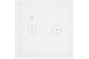 Miratic Włącznik Podtynkowy Podwójny Zdalne Sterowanie Oświetleniem Wifi Aplikacja Tuya Smart Home Szklany Panel Dotykowy Podświetlenie Nocne LED (biały)