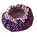 HiCollie Womens Cute Polka Dot Printed Double Layer Waterproof Shower Cap, Navy