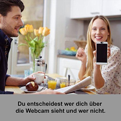 Premium Webcam Cover Abdeckung extra dÃ¼nn fÃ¼r die Front-Kamera am Laptop, Tablet, Smartphone in schwarz â€“ ersetzt Webcam Sticker und Aufkleber + E-Book 10 Tipps zum Hacker Schutz â€“ Anti Spionage Slide (schwarz)