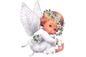 DOUKOYEE Angel Diamond Painting Kit Completo Fiori, Angeli Pittura Diamante 5D Adulti Bambini Diamantini Stitch DIY Crystal Art, Decorazione Casa e Pareti Creazione mosaici (A)