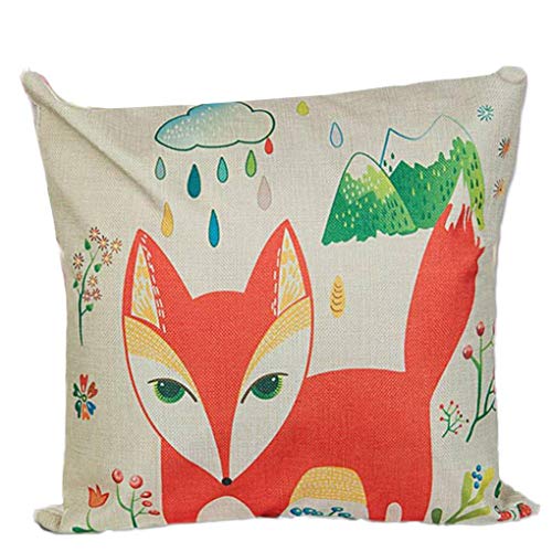 Kissenbezug Kissenhülle 45x45 cm,Rosennie Fox Gedrucktes Sofa Bett Dekoration Festival Kissenbezüge Kopfkissen Baumwolle Leinen Kissen Zierkissenbezüge Stützkissen Kissenausgangsdekor(F)