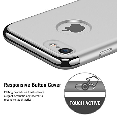 iPhone 7 Case, RANVOO 3 in 1 Hard Slim Anti-Scratch Shockproof Electroplate Frame with Coated Surface Case for Apple iPhone 7 (2016), Silver [LOGO Cut-out]