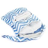 Wickeltaschen Wasserdichte Reißverschluss Tasche Waschbar Wiederverwendbare Windeltasche Blaue und weiße Ripple Muster - 2