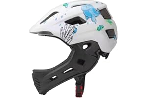 RONYME Casque Enfant Velo, Casque Intégral pour Enfants, Casque Enfant avec Mentonniere, 48-58 cm taille Ajustable, Design Respirant, Accessoires avec Lumière Arrière, pour D'équilibre Patins à Roulettes