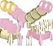 Produktbild XXL 142 Teile Party Deko Set Baby Rosa Gold Glanz für 16-12 Personen