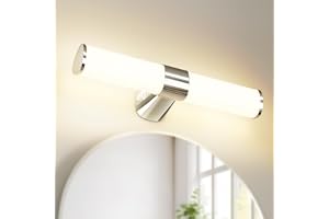 PRINCEWAY LED Badrumslampa Vägg Ovanför Spegel Badrumsskåp Väggskåp Badrum, IP44 Vattentät, Bredd 40CM Kromfärgad Lampa, 8W 800Lm Hög Ljusstyrka Ej Dimbar, 3 Nivåer av Belysningsfärger
