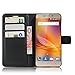 Produktbild SMTR ZTE blade A452 Wallet Tasche Hülle - Ledertasche im Bookstyle in Schwarz - [Ultra Slim][Card Slot][Handyhülle] Flip Wallet Case Etui für ZTE blade A452