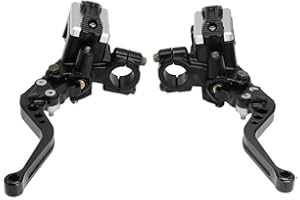 ZSDTRP Universal Motorrad 7/8 Zoll 22 mm CNC Hydraulische Brems- und Kupplungshebel Master Doppelpumpe mit Warnschalter Spiegelhalter für Roller Motorrad Moped ATV UTV Go Kart (Schwarz)