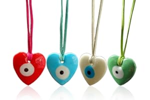 PBAHAUP Collier Mauvais Œil, 4 pièces Yeux Turcs en Verre Pendentifs Evil Eye Breloques, Verre Suspendu Pendentif Voiture Breloque, pour Femme Homme, pour Colliers DIY, Bracelets, multicolore