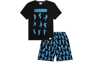 THEPYJAMAFACTORY Boys Emote Legend Dance Gaming Black Blue Cotton Short Pyjamas