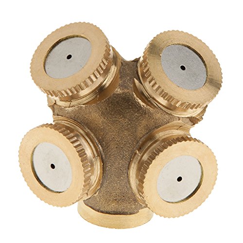 Gazechimp Messing 1/2 zoll DN15 Sprühdüse Sprinkler mit 4-Düse für Sprühkühlung Garten Rasen Autowäsche Bewässerung