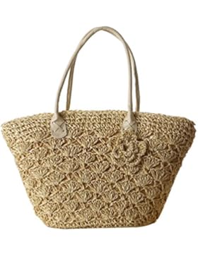 YOUJIA Damen Gewebt Handtasche Strand Tragetaschen Einkaufstasche Aus Form-Eimer