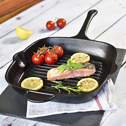 Big BBQ Grill- und Steakpfanne aus Gusseisen 22,5 cm eckig geriffelte Bratfläche - 5