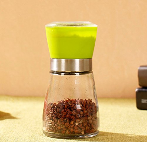 Multifunktions Salzmühlen / Pfeffermühlen, Mühlen aus Edelstahl-Gestell, rotierende Plastikgehäuse und einstellbares Keramikmahlwerk, Bunt Gewürzmühlen mit Schöner Glasbehältern, Salzmühle für Kraut-Mühle, langen Pfeffer, Müsli, Chili, Salz acrylglas, Nüsse, Getreide - 7