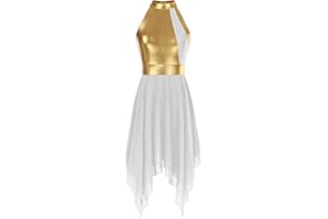ranrann Vestido de Danza Ballet para Mujer Irregular Vestido Largo de Baile Lírica Contemporánea Traje Baile de Salón Latino Tango Dancewear