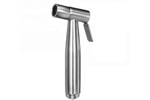 HAIRSTORE Bargin Bidet Sprayer Cloth Diaper Sprayer Bathroom Handheld Bidet Toilet Stainless Steel Tap Spray Shattaf Toilet Cleaning Faucet,Black (Metal Silver)