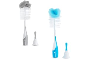 MOTHERCARE Munchkin Sponge 2-in-1 Bottle Brush (Bonus Teat Brush Stored in Handle), Assorted, Pack of 1