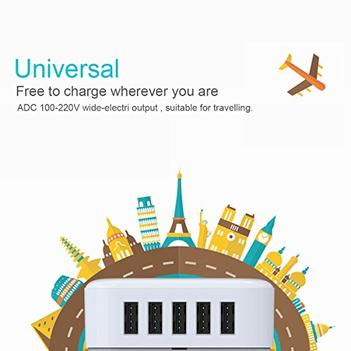 Ldex Neue Version USB Multi-Ladegerät, 40W 5 Port USB Tischladestation für iPhone 6s / 6s Plus iPad Air Pro / mini 4, Galaxy S6 / S6 Rand und mehr - 5