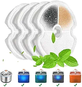 Qpets 4 Pcs of Cat Water Fountain Filters for Qpet Brand's Pet Flower Fountains Replacement Filters Round with Activated Carbon and Resin for Automatic Dog Drinking Dispenser Keeping Water Clear