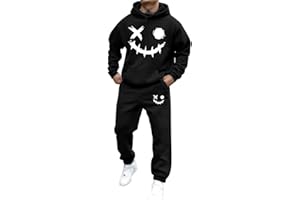 Mfhmom Trainingsanzug Set Herren Damen Horror Tracksuit 2 Teilig Y2k Hoodie und Sporthose Baggy Jogginganzug 2024 Hip Hop Streetwear Sport Freizeitanzug Atmungsaktiv Hausanzug Geschenk Papa Freund