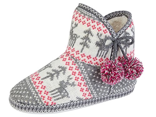 Jo&Joe - Botas Pantuflas de Tejido Mujer, Color Gris, Talla 36/37 EU/Small