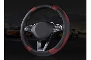 ISTN Unisexe de Sport Style Contraste Couleur antidérapant Sweat Respirant PU 38 cm en Similicuir caches de Volant de Voiture (vin Rouge)