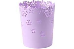 BEAHING Cestino della Spazzatura in plastica, bidone della Spazzatura a Fiore Vuoto bidone della Carta Fiore Contenitore immondizia per Il Viola dell'ufficio di casa, 18,5x16x12,5 cm
