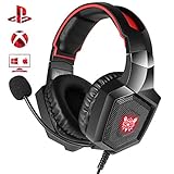 Casking Gaming Headset, Neuen LED-Licht PS4 Gaming Kopfhrer mit Surround Stereo Sound und Mikrofon zur Geruschreduzierung fr Xbox One,PS4,PC,Nintendo Switch,Mac,PC und Phone(Rot) - 