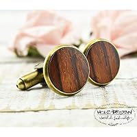 Herren Manschettenknöpfe Holz Braun-Bronze Herren Schmuck zur rustikalen Landhochzeit Geschenk für Männer Holz Handgemacht Vintage