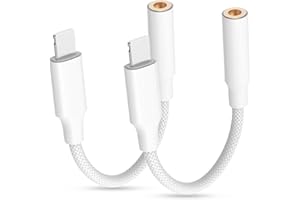 Vecbmn 2 Pack iPhone Aux Adapter, iPhone Adapter Kopfhörer, iPhone AUX Audio Kabel Splitter Kompatibel für iPhone 14/13/12/11 Pro/X/XS Max/XR/8/