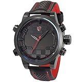 Sawback Angelshark Sport Quarz Uhren Armbanduhr Herren Echtes Leder LED Anzeige Weckerfunktion Tagesanzeige Datumsanzeige SH203