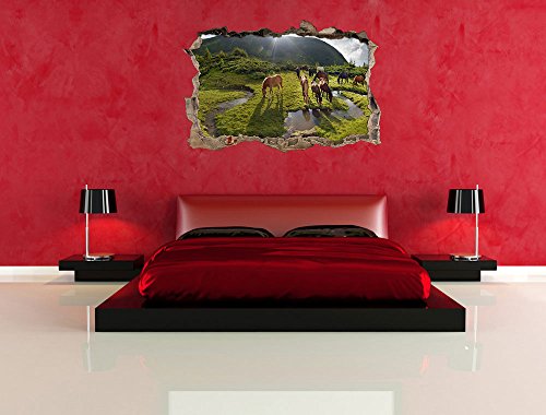 Pixxprint 3D_WD_2548_62x42 Pferde auf einer Koppel Wanddurchbruch 3D Wandtattoo, Vinyl, bunt, 62 x 42 x 0,02 cm - 5