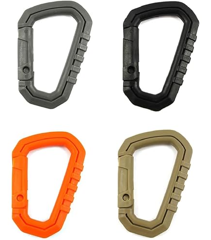 6 Moschettoni In Plastica POM - Clip Resistente Per Trekking, Campeggio E Attività Outdoor, Nero - Foto 7