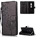 Produktbild FNBK Sony Xperia XZ2 Hülle Leder Schwarz Löwenzahn Blumen Handyhülle Leder Flip Wallet Cover Tasche Stand Case Card Slot Magnetverschluß Kratzfestes Schutzhülle