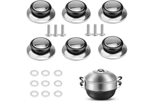 Stickerboy 6 Pieces Stainless Steel Pot Lid Handle Knob Universal Replacement Pot Lid Knobs Cookware Cover Pan Parts Set with Screws and Gaskets for Frying Pan Saucepan Lid Cover Handles Knobs